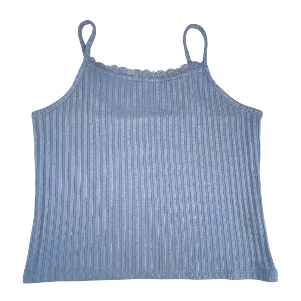SO Girls Lace Trim Ribbed Twin‎ Set Cardigan Cami Pelican Blue XL 14/16 - Picture 4 of 7